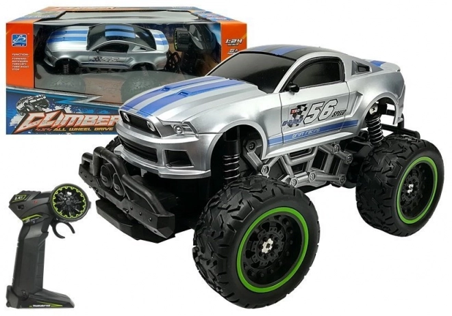 Remote Control Off-Road Car with High Silver Wheels