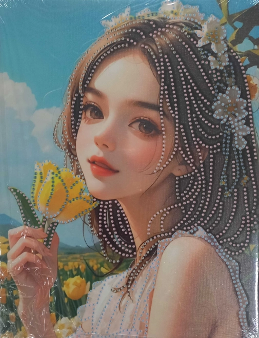 Canvas Diamond Painting Girl with Flowers