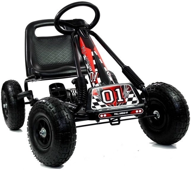 Pedal Air Kart + Inflatable Tires + Adjustable Seat – Black