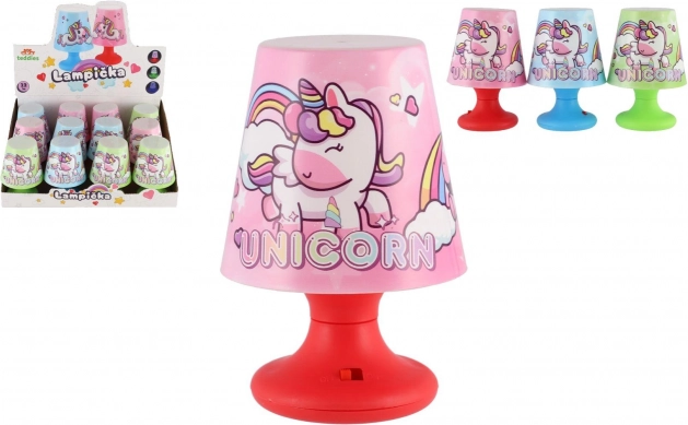 Mini lampada per bambini con unicorno a batterie, 8 × 11 cm, 3 colori