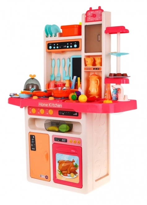 Stylish Pink Kids Kitchen with Water Tap and Interactive Burner