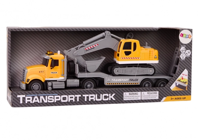 Yellow Toy Construction Truck with Excavator