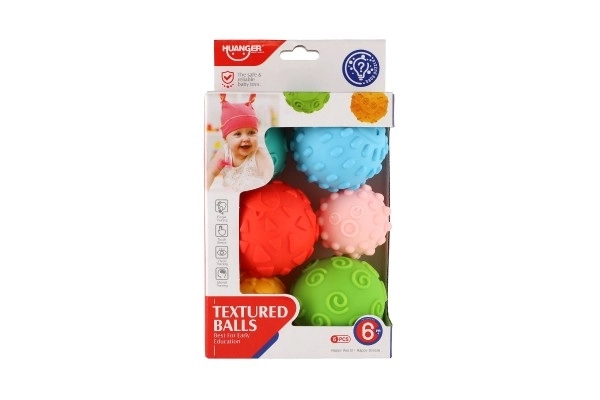 Set Of Textured Rubber Balls - 6 Pieces