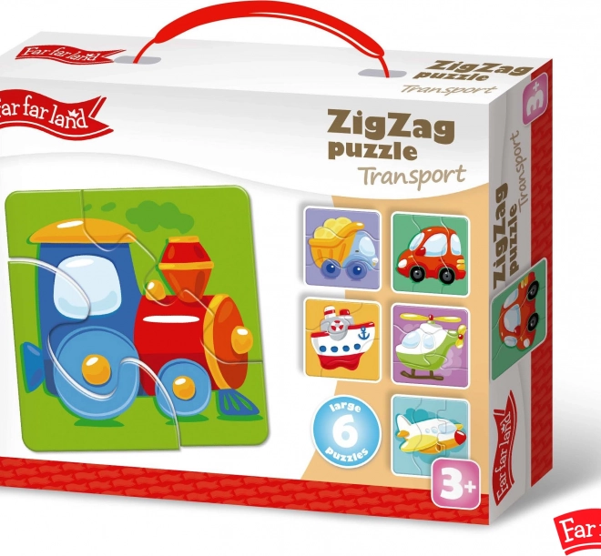 Far Far Land Puzzle ZigZag Motivo trasporto con 6 immagini