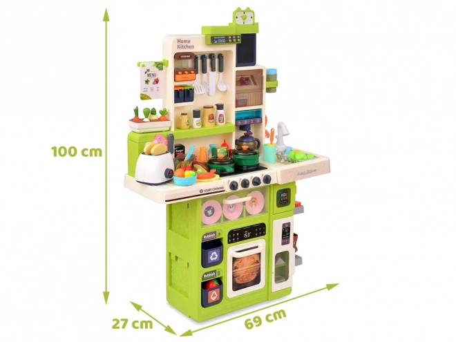 Interactive Cooking Toy Kitchen with Lights and Sounds, Water Steam with Accessories