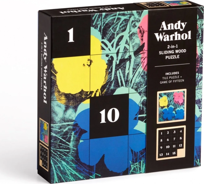 Galison Wooden Sliding Puzzle Andy Warhol Flowers