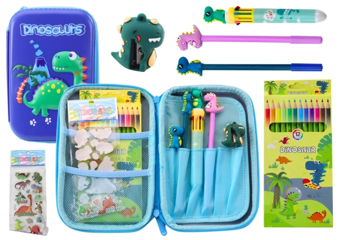 Dinosaur Blue School Pencil Case with Accessories