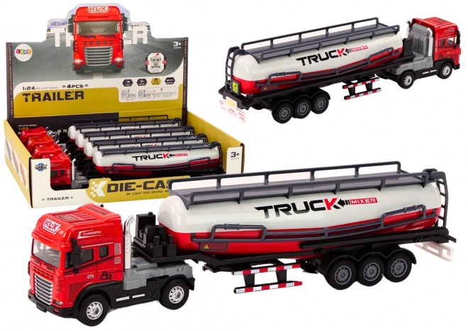 Red Toy Tanker Truck with Trailer 1:24 with Sounds