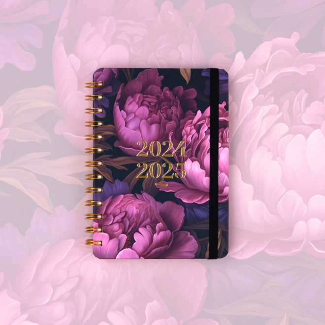 Notique Spiral 18-Month Planner - Purple Flowers 2024/2025