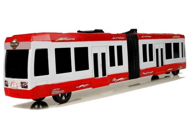 Red Articulated Bus with Friction Drive