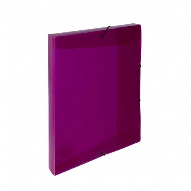 Opaline Document Box with Elastic Closure - Magenta