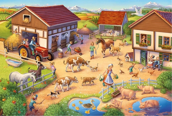 Farm Animals Puzzle with Figurines