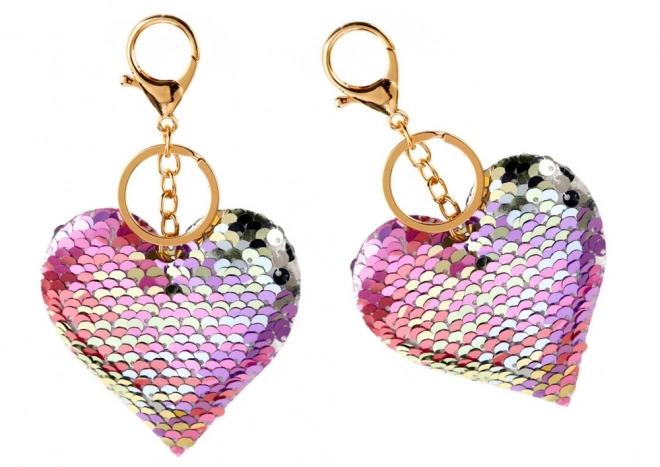 Heart Shaped Sequin Keychain