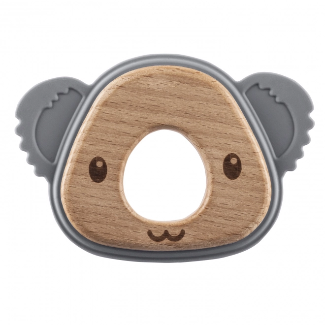 Silicone Wooden Teether Koala Dove Grey