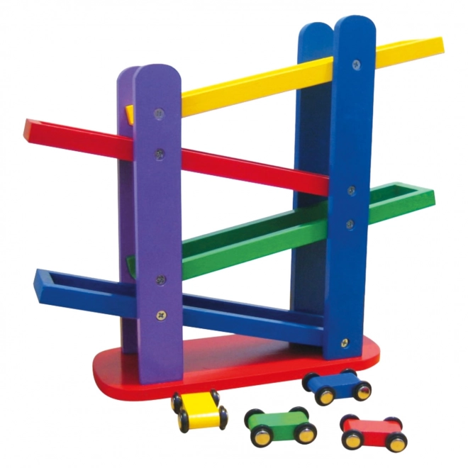 Bino Wooden Race Track with Colorful Cars