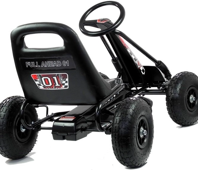 Pedal Air Kart + Inflatable Tires + Adjustable Seat – Black