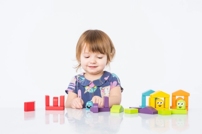 Colorful Houses Wooden Building Set