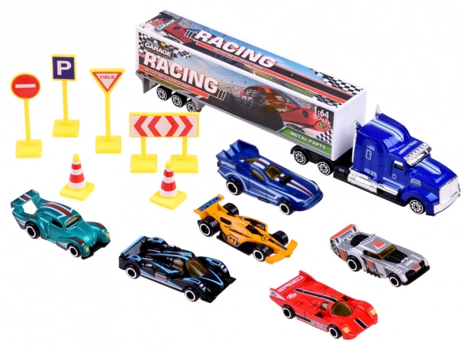 Metal Toy Cars Set with Road Signs