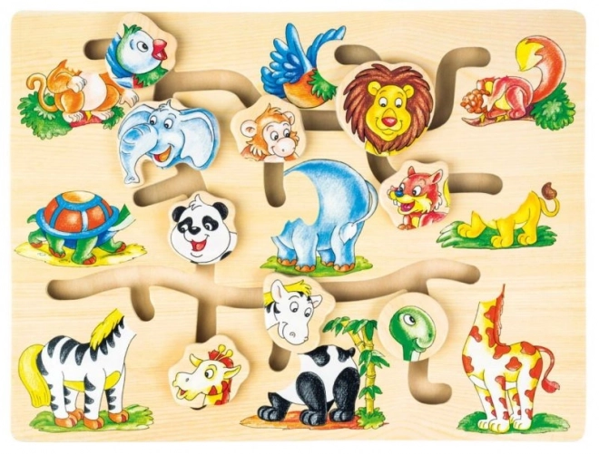 Bino Motor Skills Labyrinth Animal Matching Puzzle