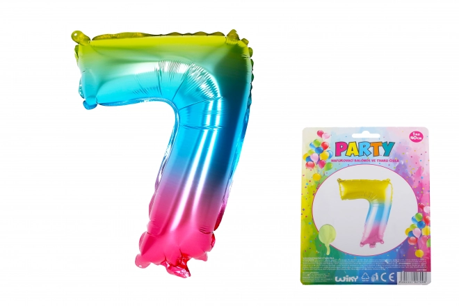 Rainbow Number 7 Foil Balloon