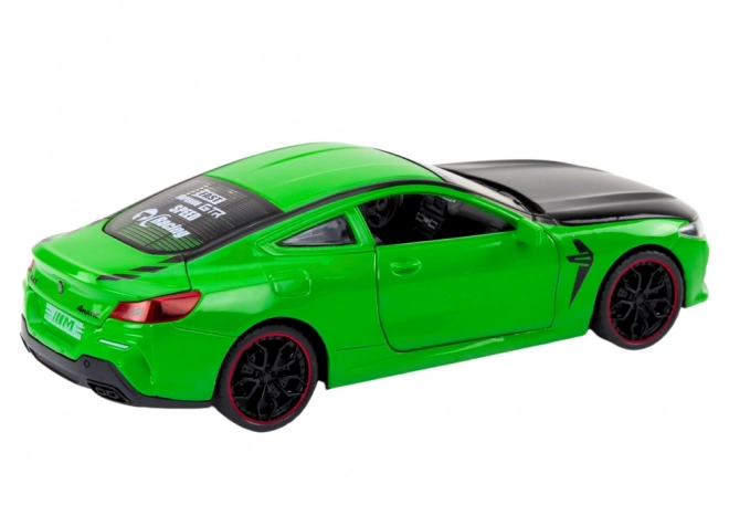 Green Metal Sports Car with Friction Drive and Opening Parts