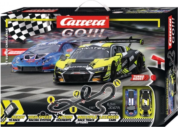 Pista elettrica Carrera GO GT Super Challenge 6,3 m con Audi R8 LMS GT3 e Lamborghini Huracán GT3