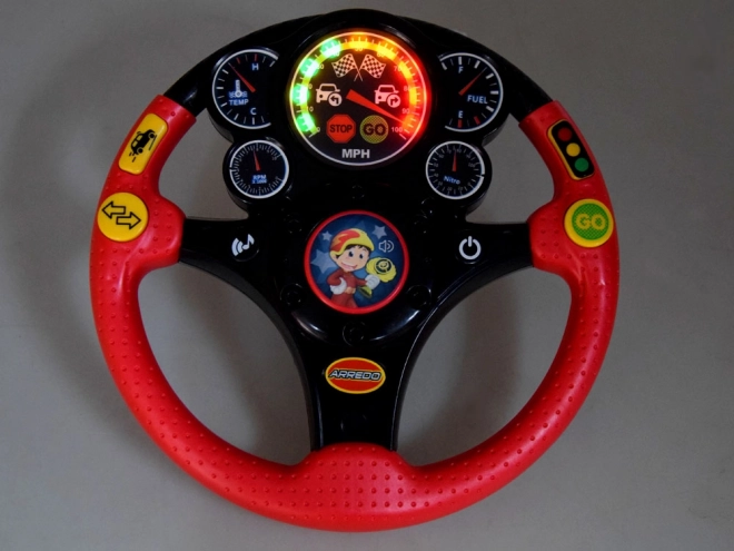 Interactive Steering Wheel with Sounds and Vibration – Red