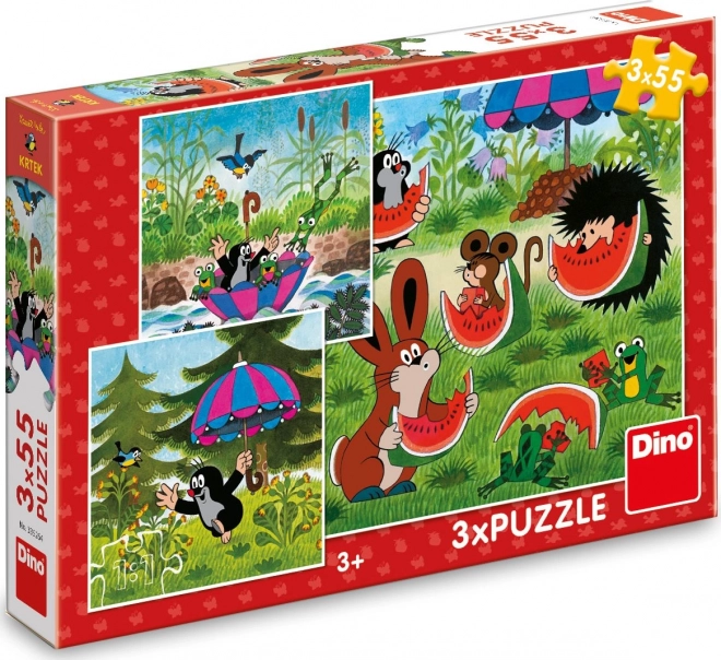 Dino Puzzle Little Mole And Umbrella 3x55 Pieces