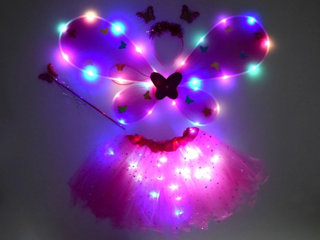 Pink Fairy Costume with Glowing Butterfly Wings – Dark Pink