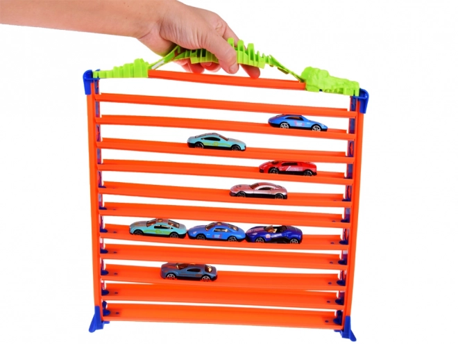 2-in-1 Loop Racing Track and Garage Playset for Toy Cars