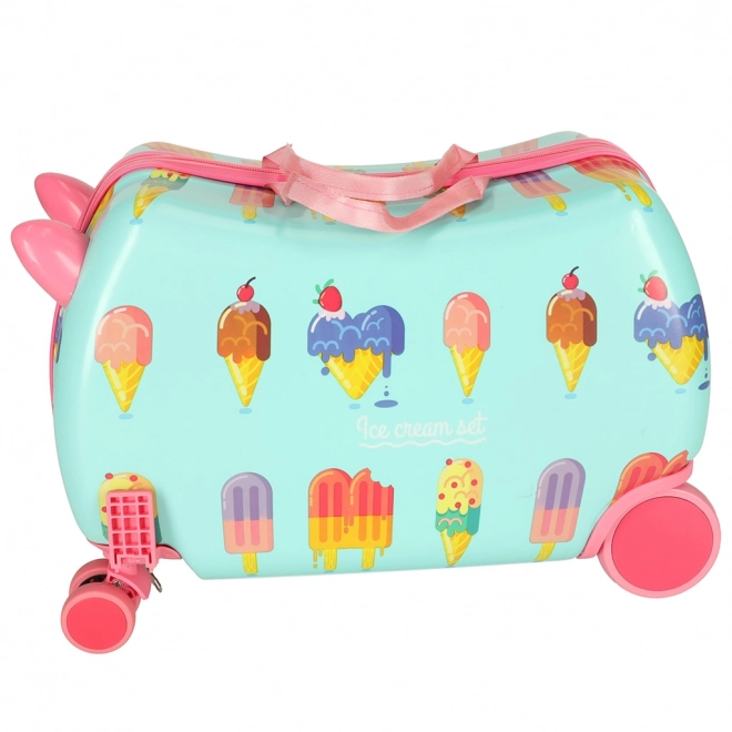 Kids Rolling Luggage with Ice Cream Design