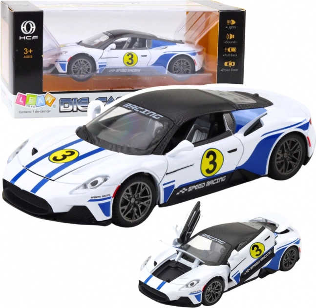 Metal sports car with effects 1:22 white