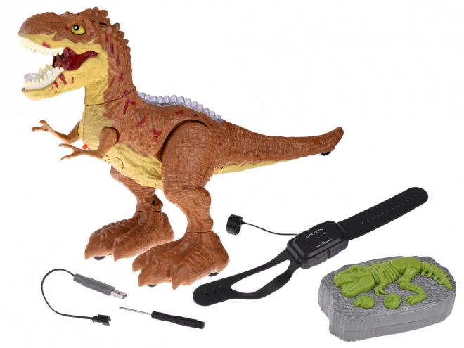 Remote-Controlled Gesture Dinosaur T-Rex Toy – brown