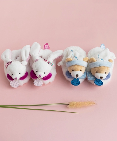 Plush Bunny Rattle Booties Gift Set