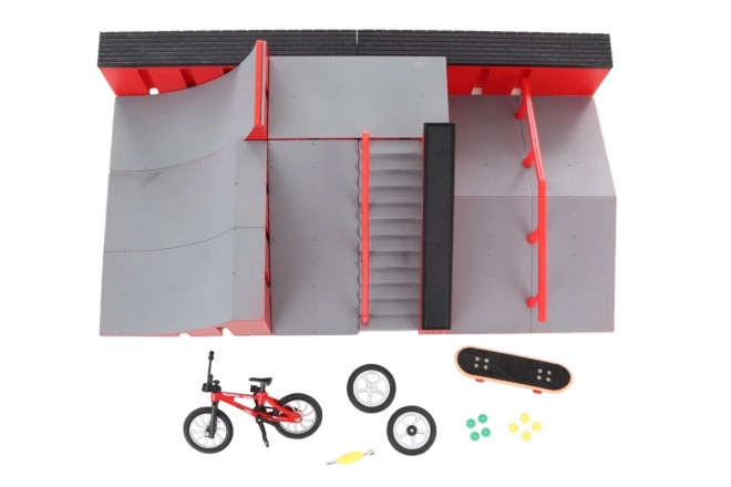 Skatepark Set with Skateboard and Bike