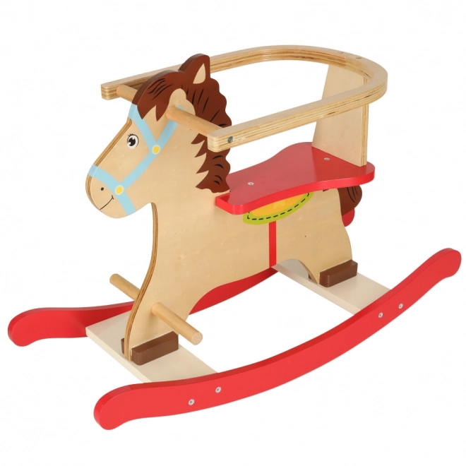 Wooden Rocking Horse with Backrest for Kids