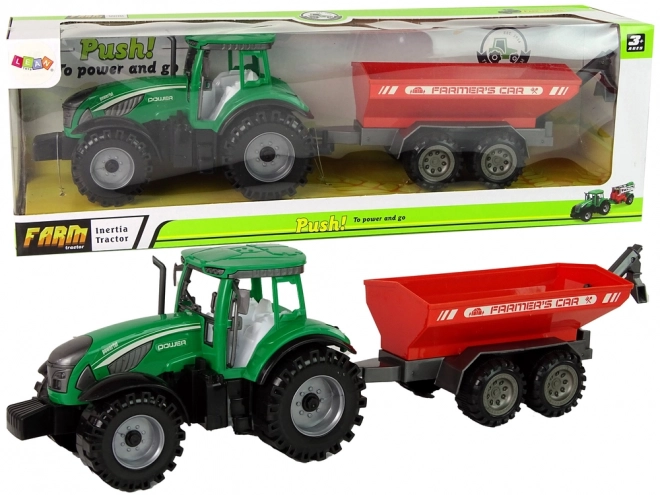 Green Tractor with Red Trailer Friction Drive