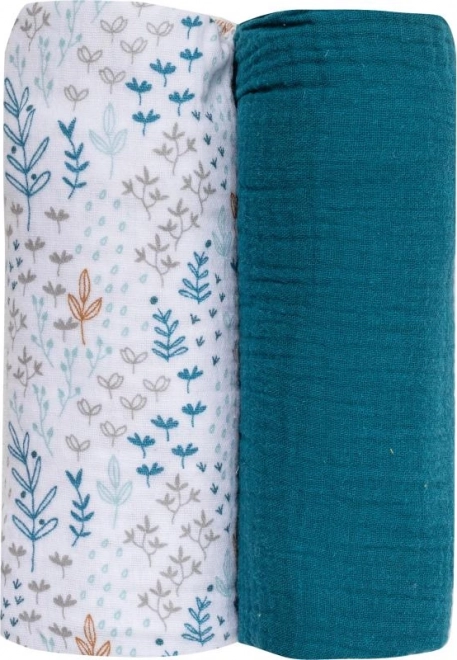 Muslin Baby Blankets Turquoise 2-Pack