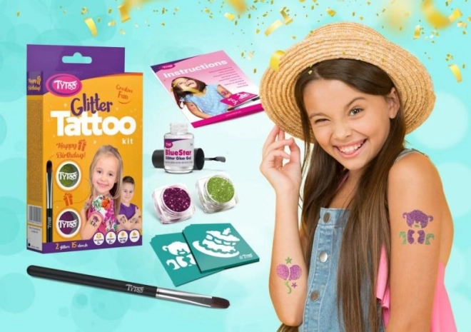 Happy Birthday Glitter Tattoo Set