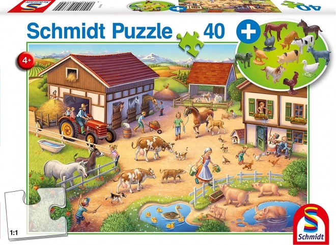 Farm Animals Puzzle with Figurines