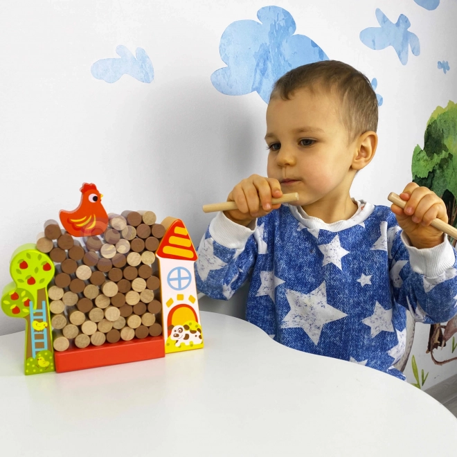 Tooky Toy Dřevěná Hra Spadni Kura Farma