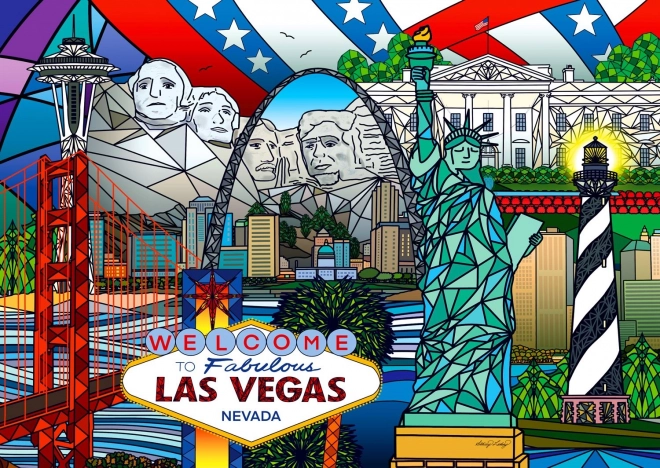 Enjoy puzzle collage of American landmarks 1000 pieces