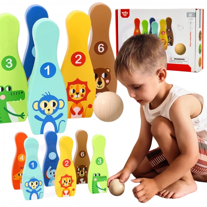 Gioco del Bowling in Legno per Bambini