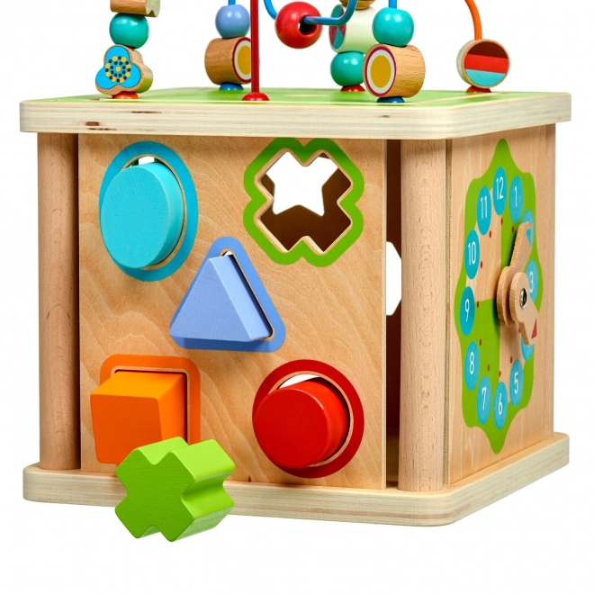 Wooden Activity Cube 5-in-1 with Clock