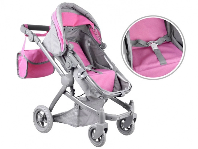 4-in-1 Doll Stroller with Bassinet – pink