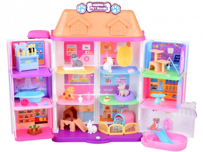 Foldable Pet House Playset with Figures