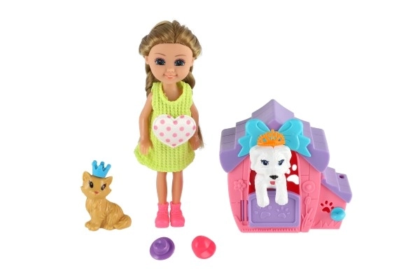 Plastic Doll with Pet and Accessories Set