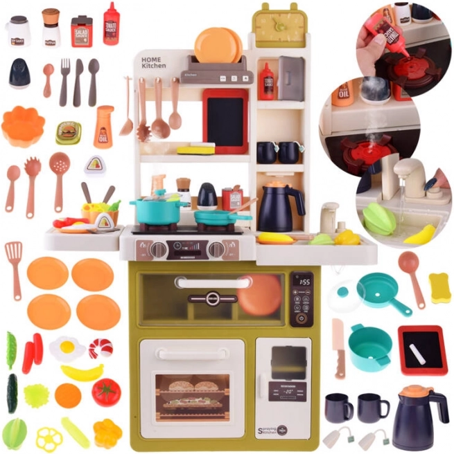 Kids’ kitchen with steam, running water, and 49 accessories