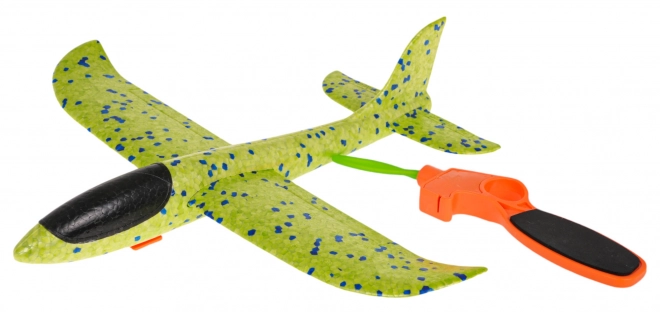 Foam Airplane with Hand Launcher Green