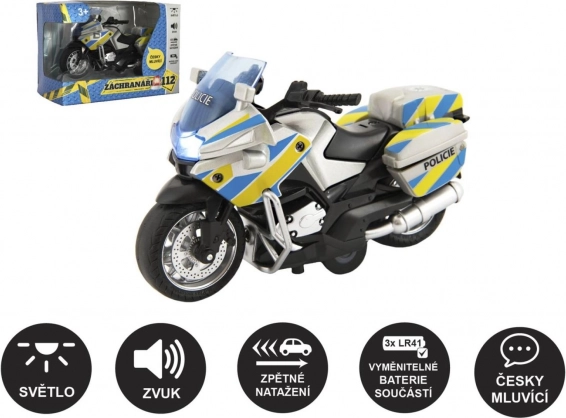 Politimotorcykel 12 cm talende med lys og lyd